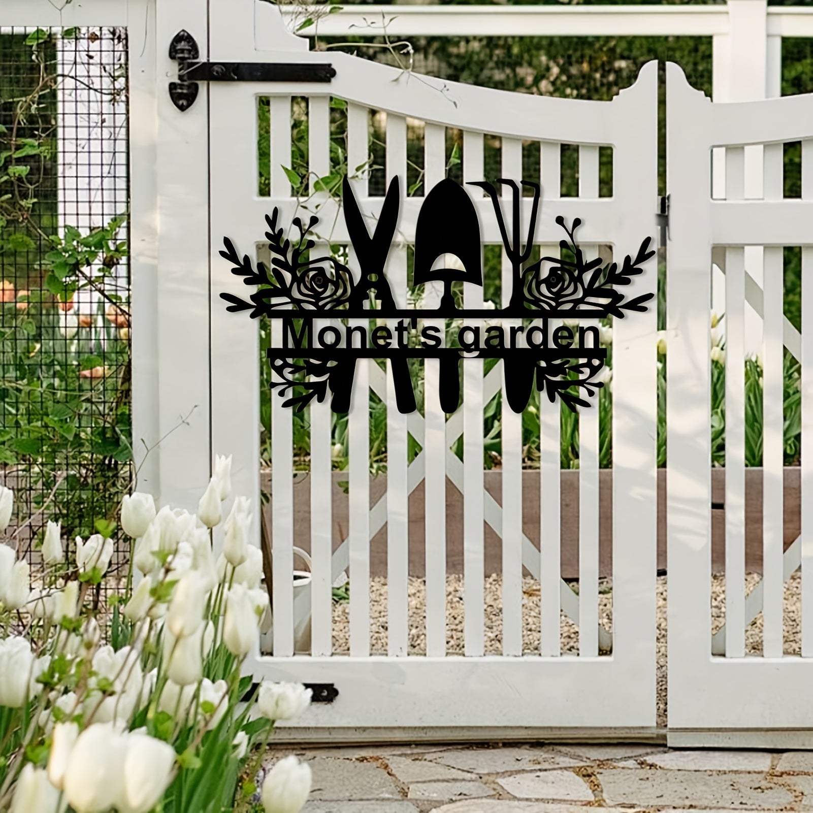 "Shaxsiylashtirilgan Monetning Bog'i Metall Devor San'ati bilan Joyingizni Yaxshilang - Ichki va Tashqi Bezak uchun Qo'l Bilan Yasalgan Rustik Qora Temir Gul Haykali"