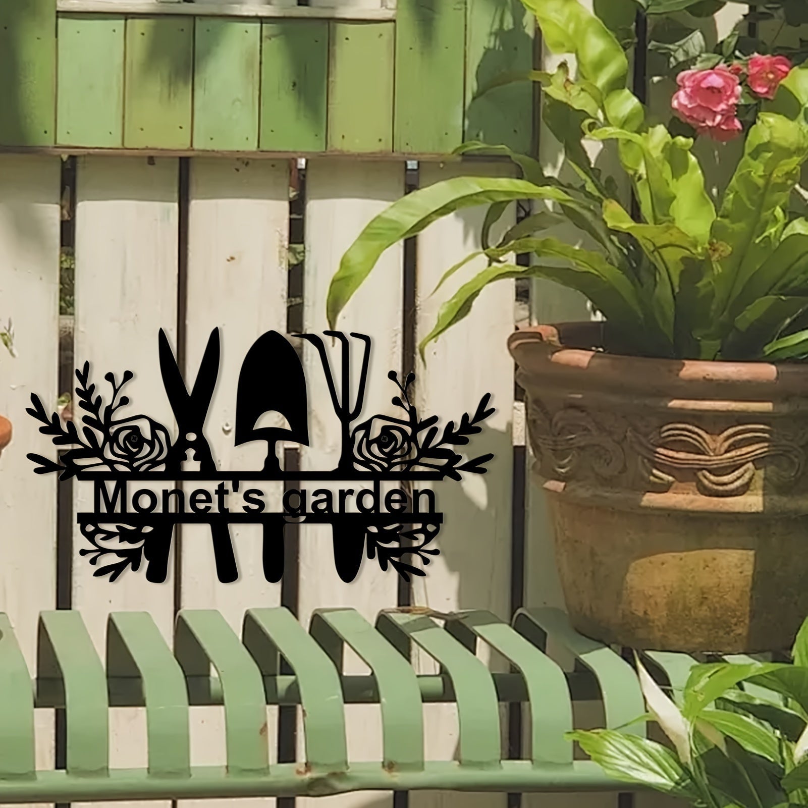 "Shaxsiylashtirilgan Monetning Bog'i Metall Devor San'ati bilan Joyingizni Yaxshilang - Ichki va Tashqi Bezak uchun Qo'l Bilan Yasalgan Rustik Qora Temir Gul Haykali"