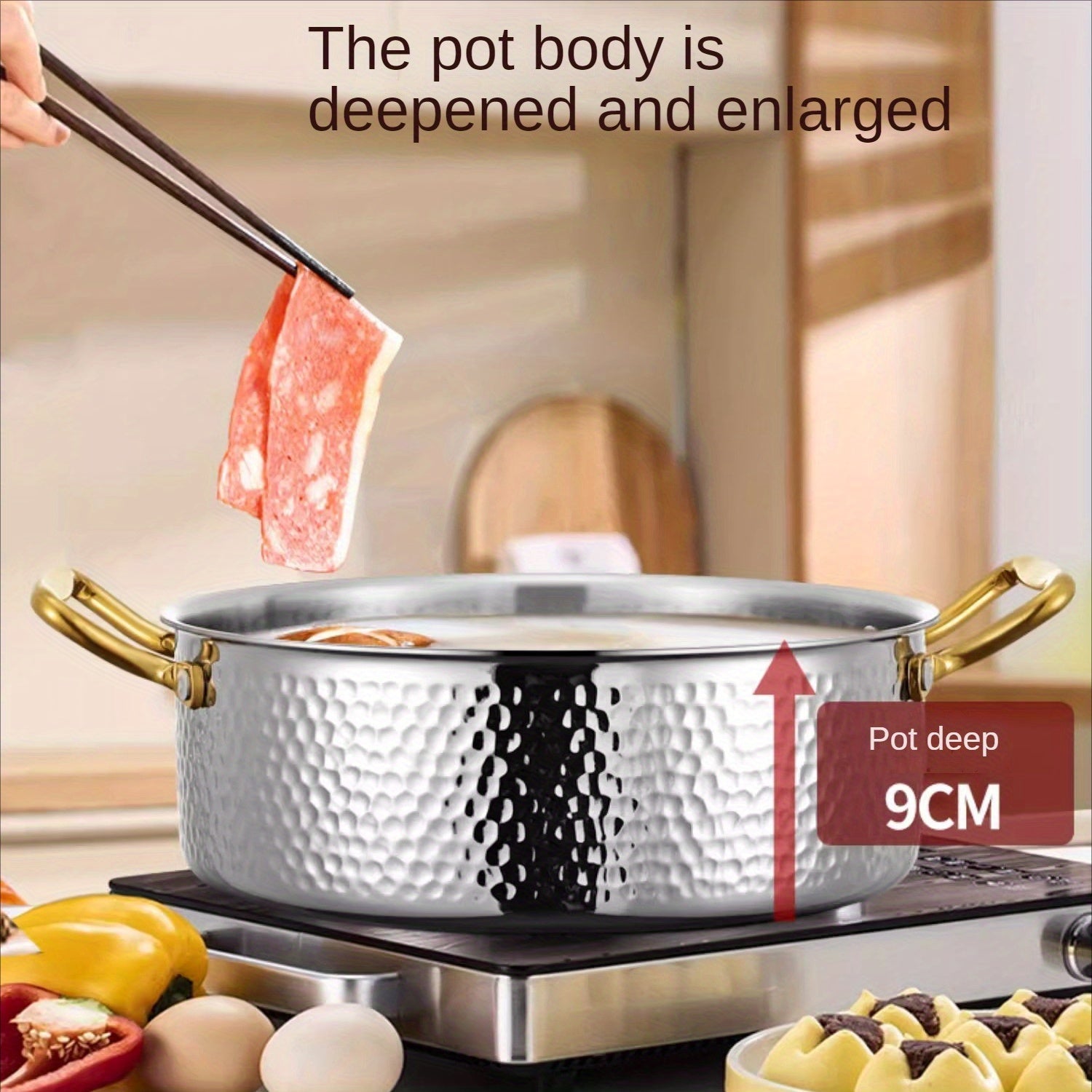 Stainless Steel Hammered Soup Pot 304 SUS Restaurant Kitchen Cookware