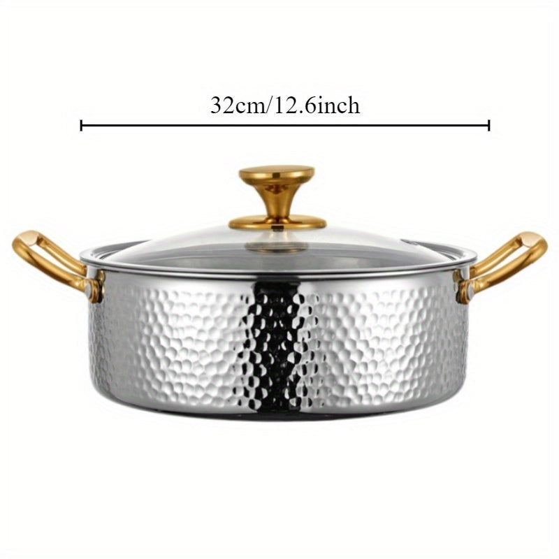 Stainless Steel Hammered Soup Pot 304 SUS Restaurant Kitchen Cookware