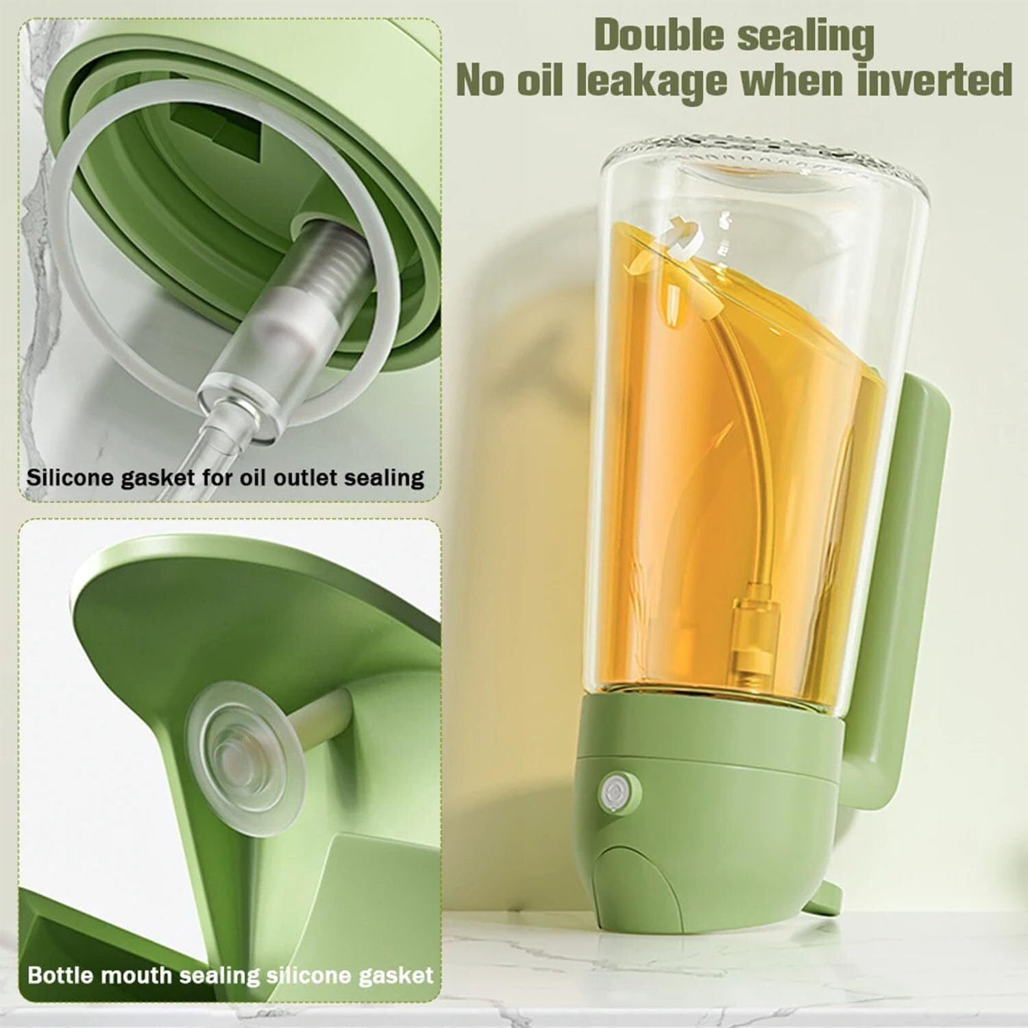2-in-1 Glass Oil Dispenser and Sprayer for Cooking and Baking PVC-Free Kitchen Tool