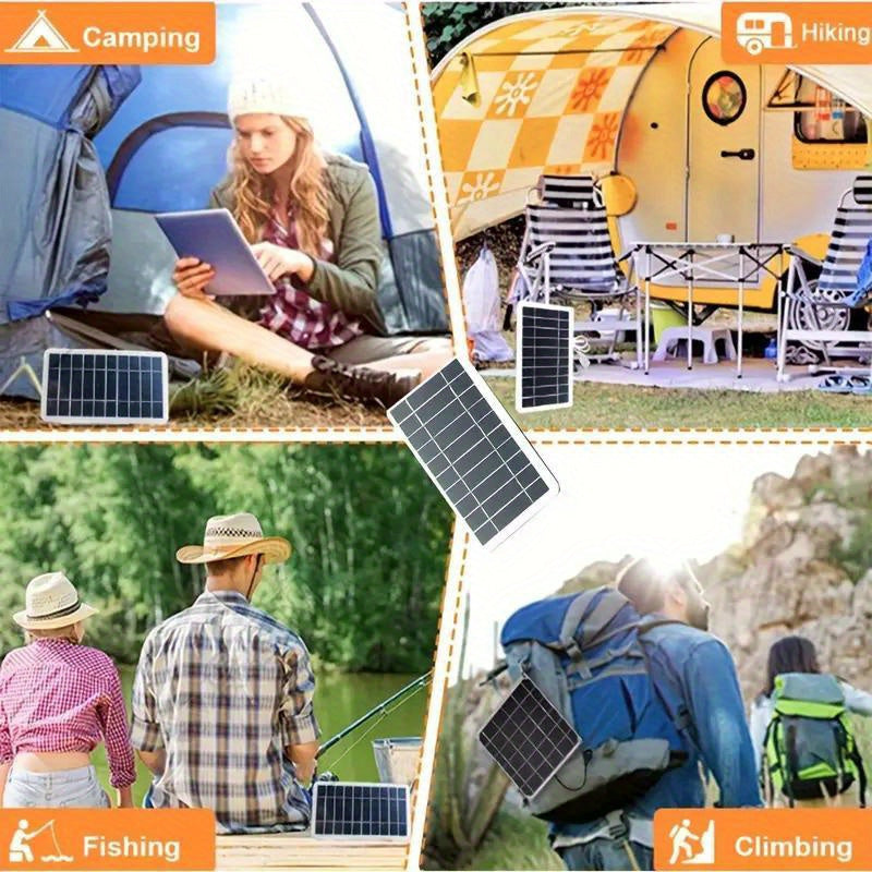 USB Solar Panel Charger for Camping and Travel with Charge Controller and USB Female to Male Connector