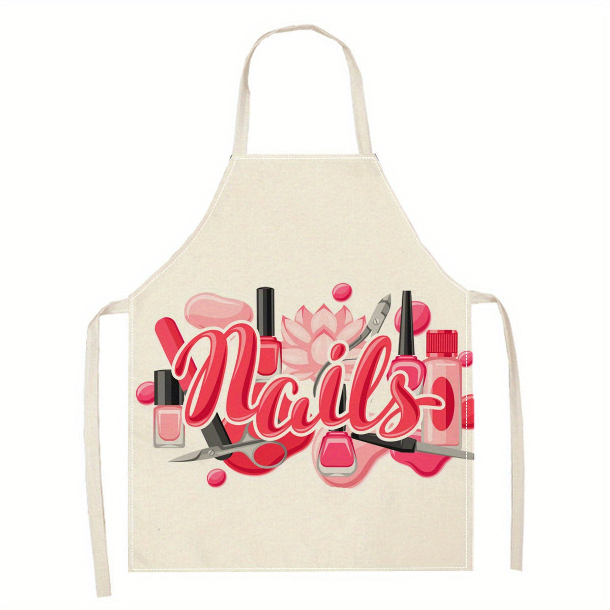 Linen Apron with 3D Print Design for Kitchen Art and Ramadan Kareem