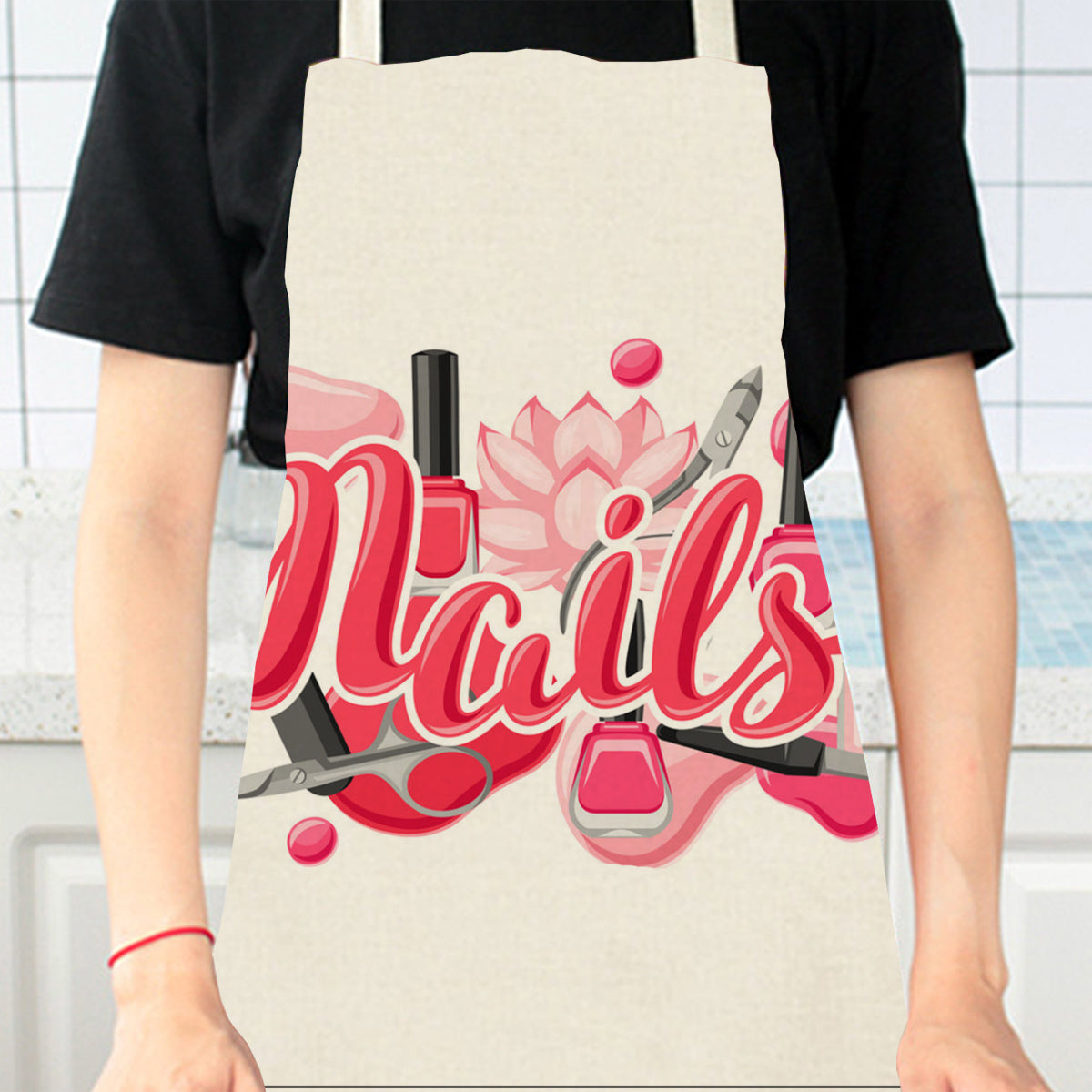 Linen Apron with 3D Print Design for Kitchen Art and Ramadan Kareem