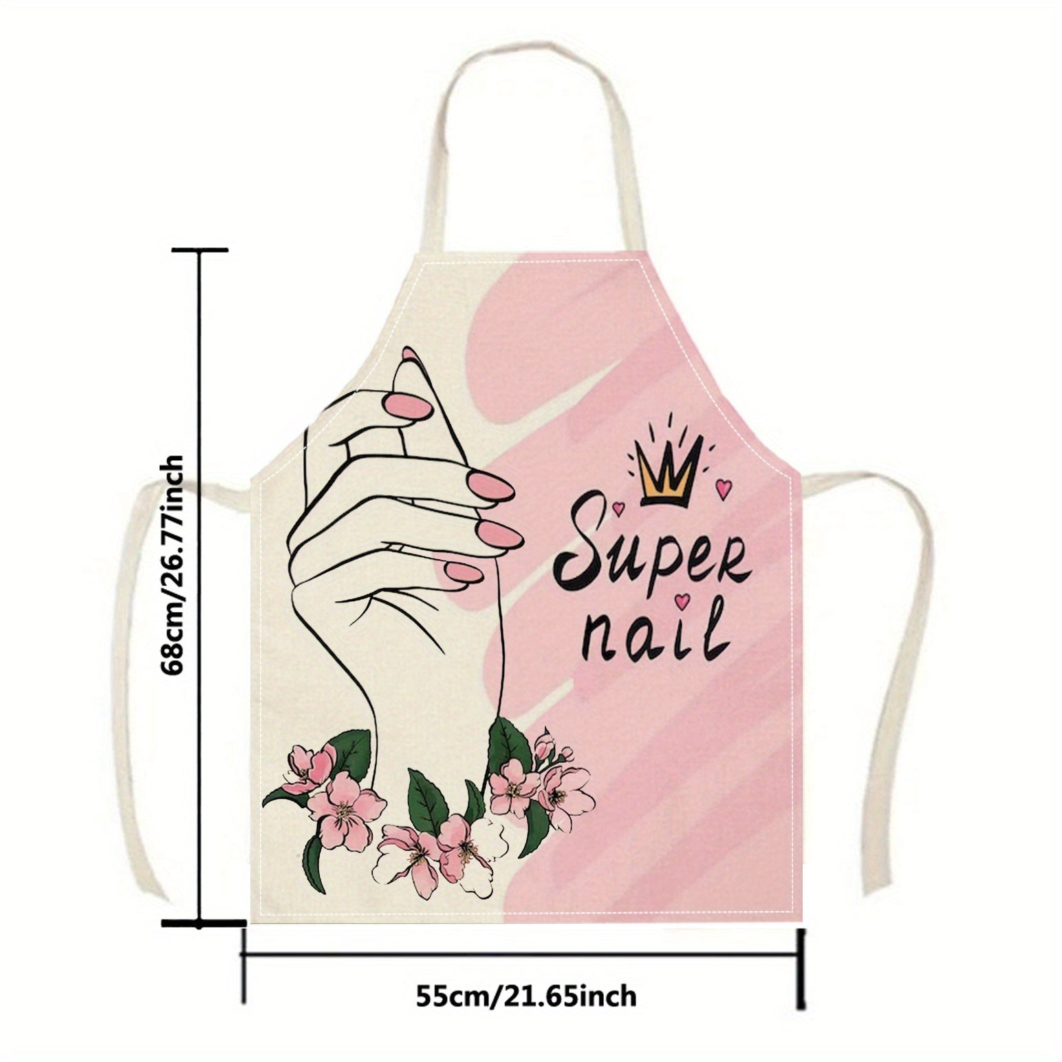 Linen Apron for Nail Art 3D Nail Polish Print Kitchen Cooking Durable Weave