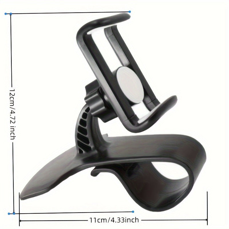 Soporte de teléfono para tablero de coche universal con clip giratorio de acero de aluminio