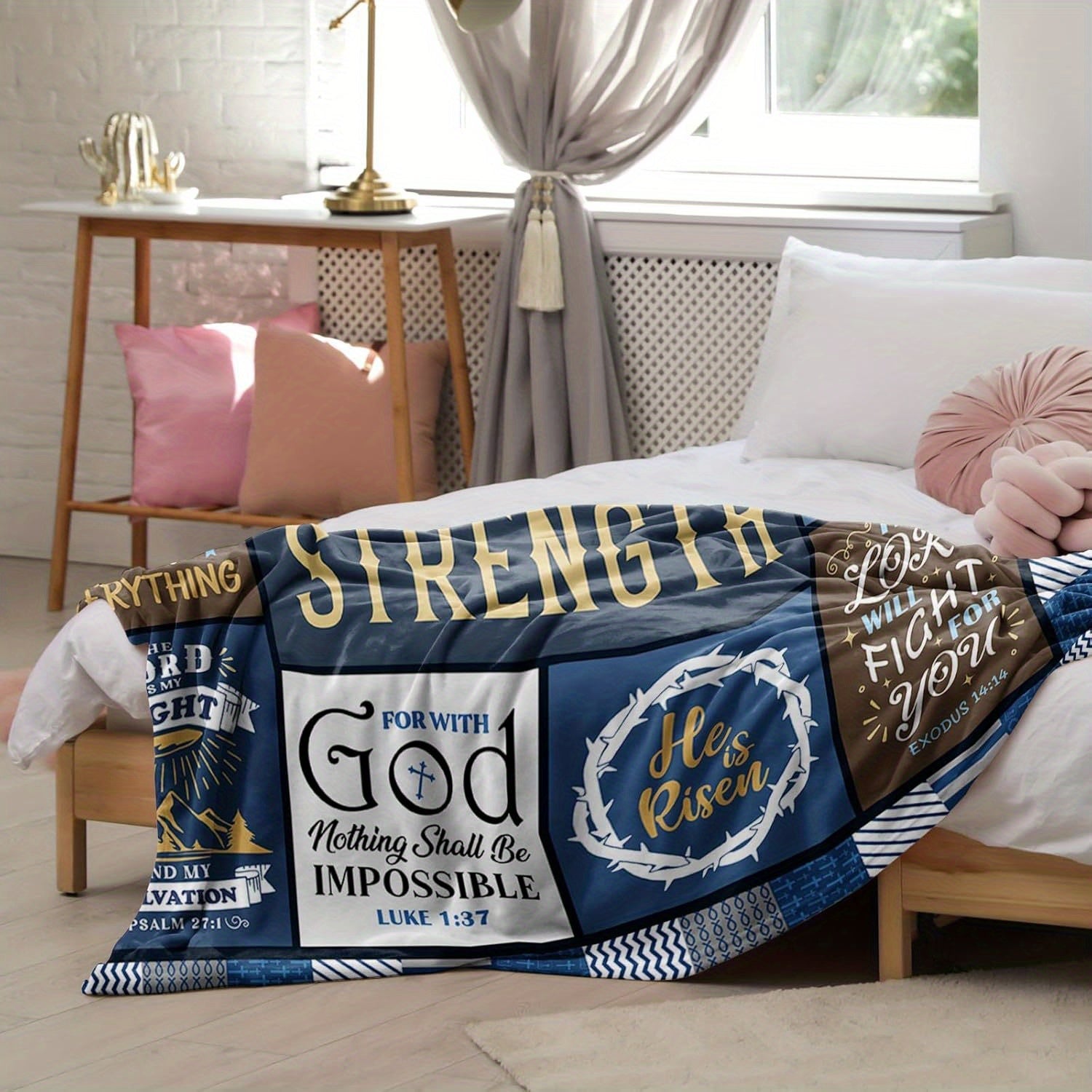 Religious Quotes Throw Blanket Lightweight Flannel Fleece All-Season Gift