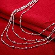 Sterling Silver Jewelry Set Beads Bracelet and Necklace for Men Women Wedding