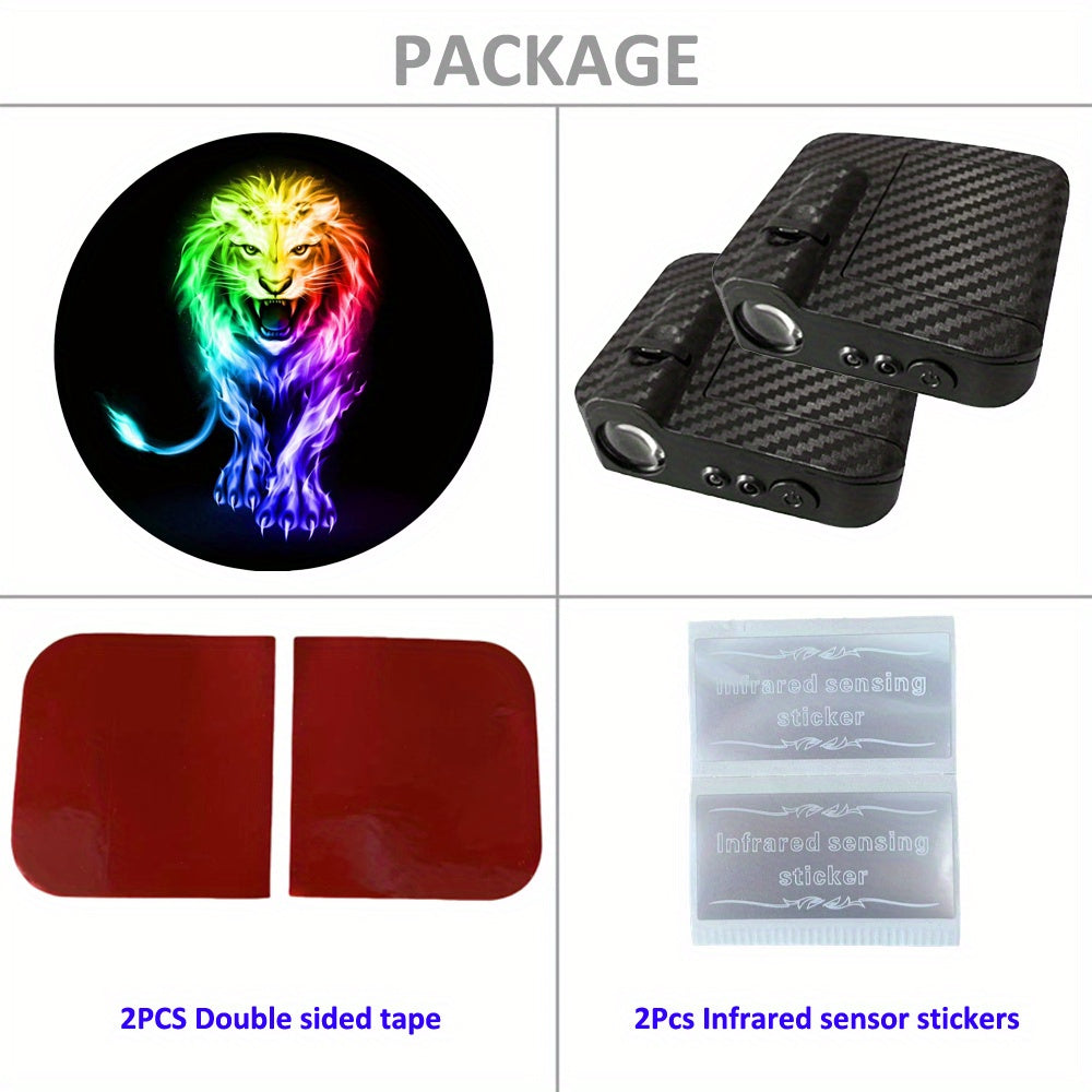 Светодиодные проекторы логотипа на дверях автомобиля с колпачками на вентиль и подсветкой порога