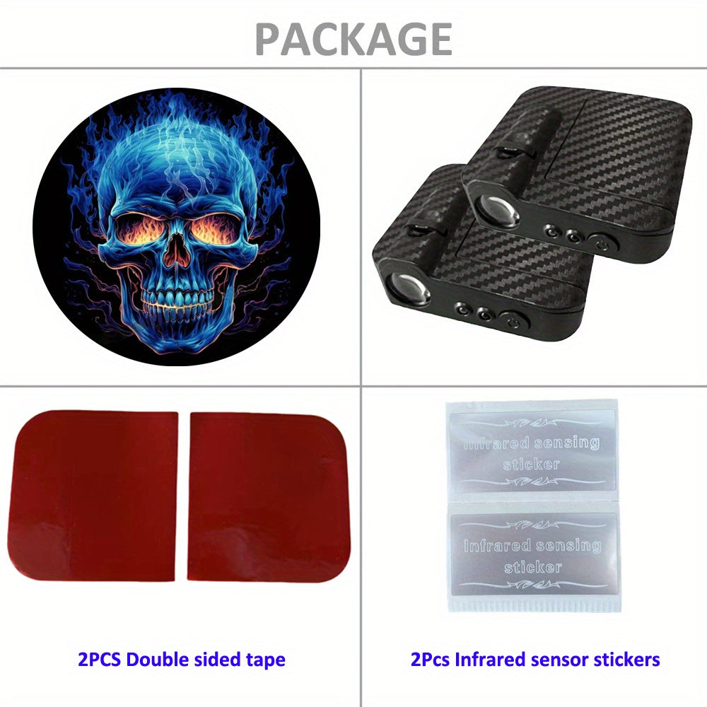 Светодиодные проекторы логотипа на дверях автомобиля с колпачками на вентиль и подсветкой порога