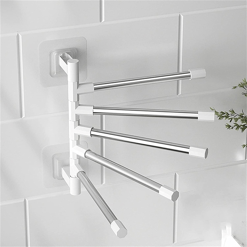 Stainless Steel Wall-Mounted Towel Rack with Suction Cup Punch-Free Installation Bathroom Organizer