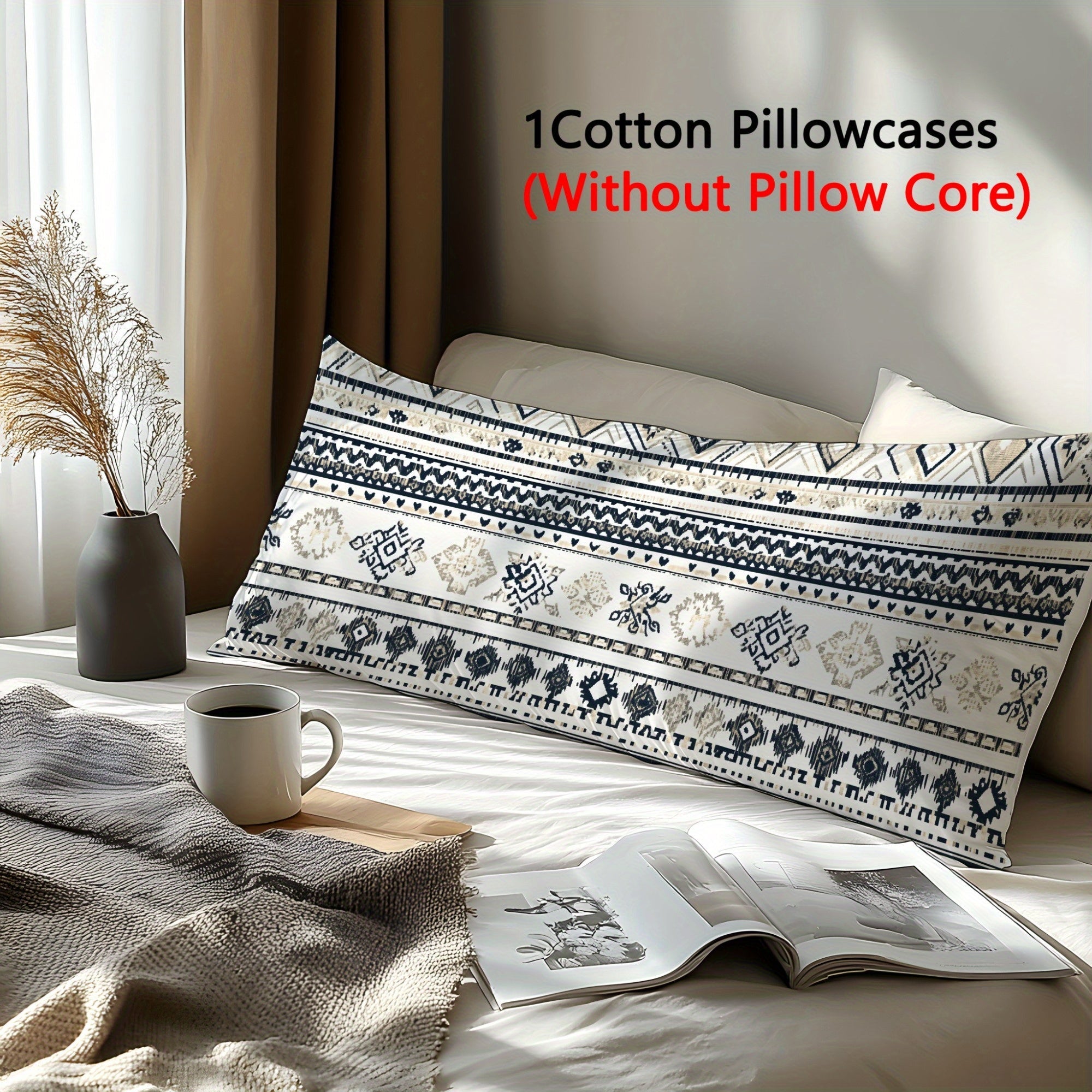 Gray Bohemian Style Pillowcase with 3D Print Luxuriously Soft Sustainable Material