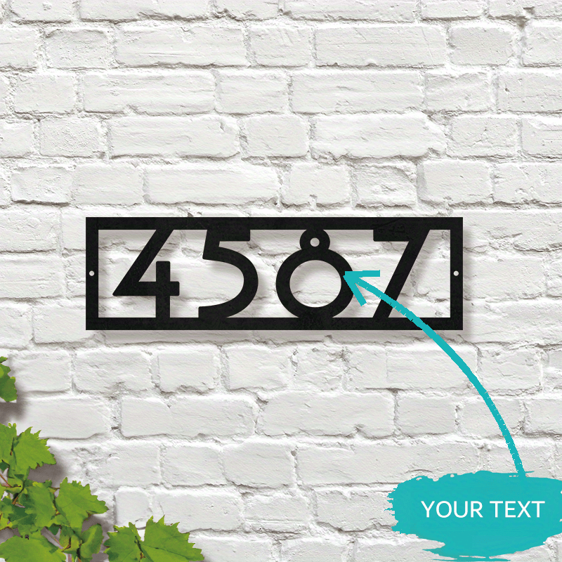 Black Iron Scroll Address Sign Customizable House Number and Name Plaque for Front Door or Garden Decor