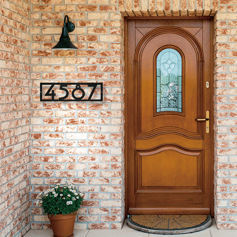 Black Iron Scroll Address Sign Customizable House Number and Name Plaque for Front Door or Garden Decor