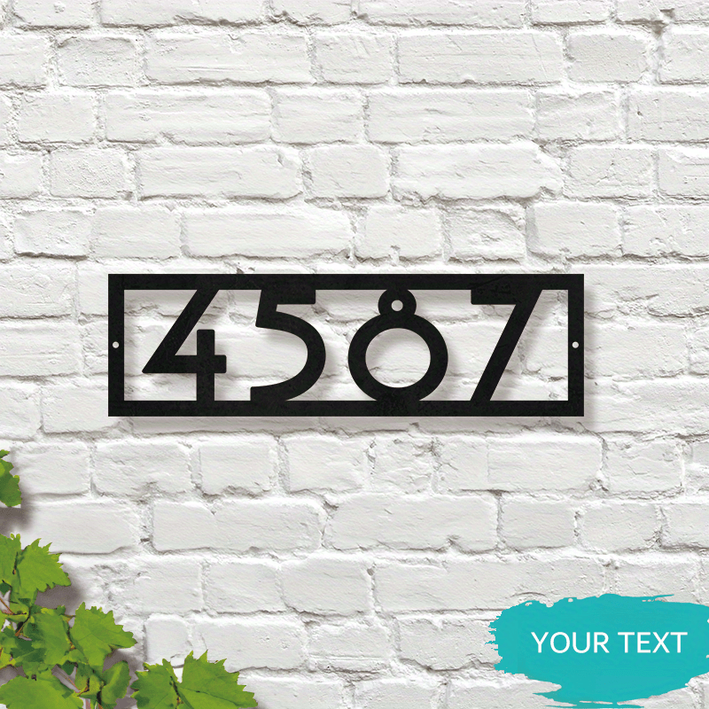 Black Iron Scroll Address Sign Customizable House Number and Name Plaque for Front Door or Garden Decor