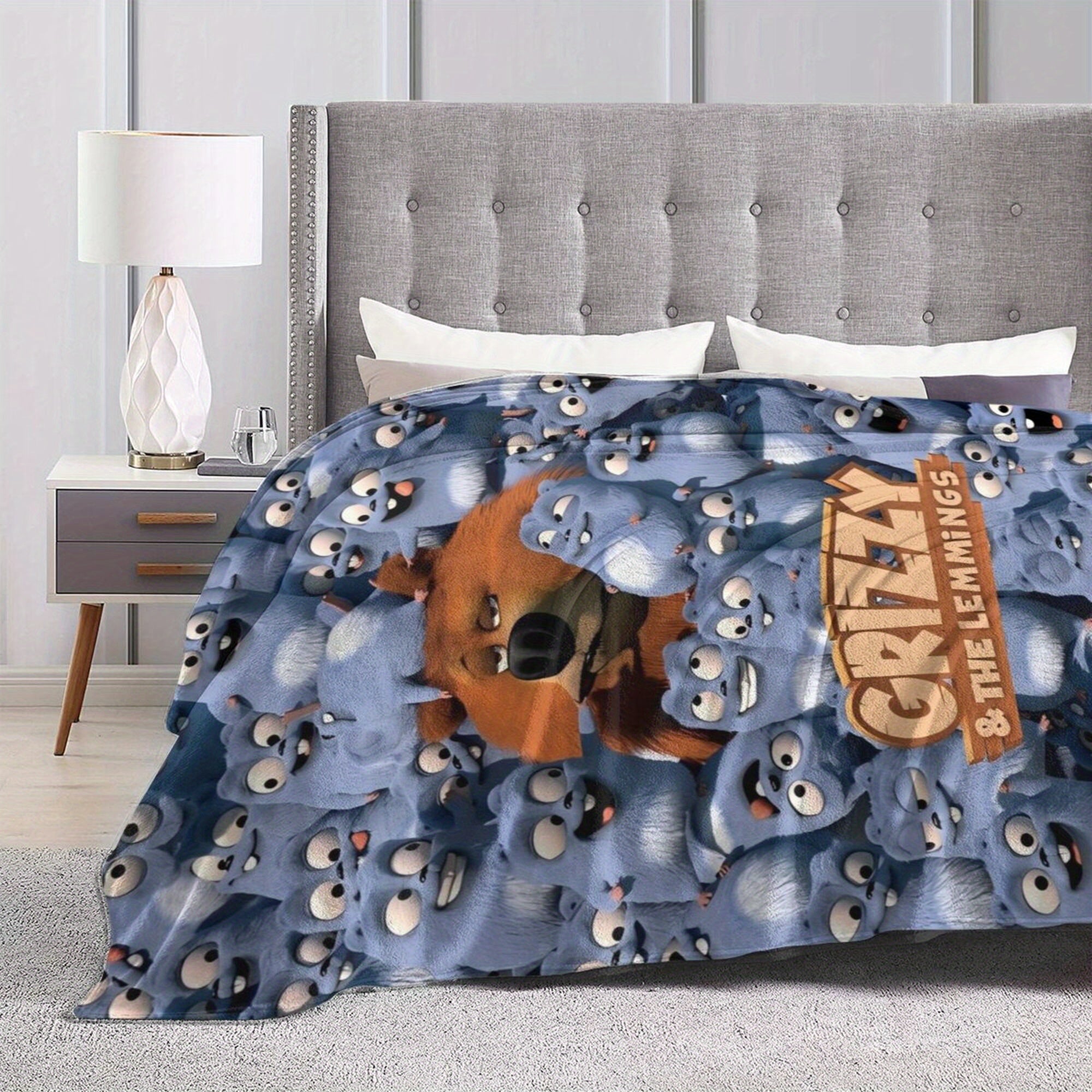 Anime Print Flannel Throw Blanket 100% Polyester Soft Lightweight for Sofa Bed Travel