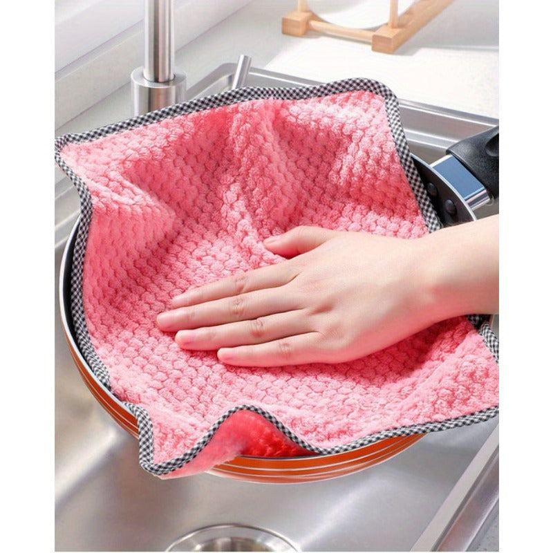 5-Pack Microfiber Cleaning Cloths for Kitchen Dishwashing and Home Use