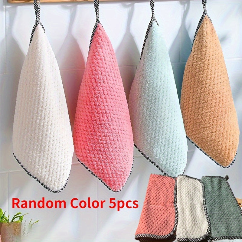 5-Pack Microfiber Cleaning Cloths for Kitchen Dishwashing and Home Use