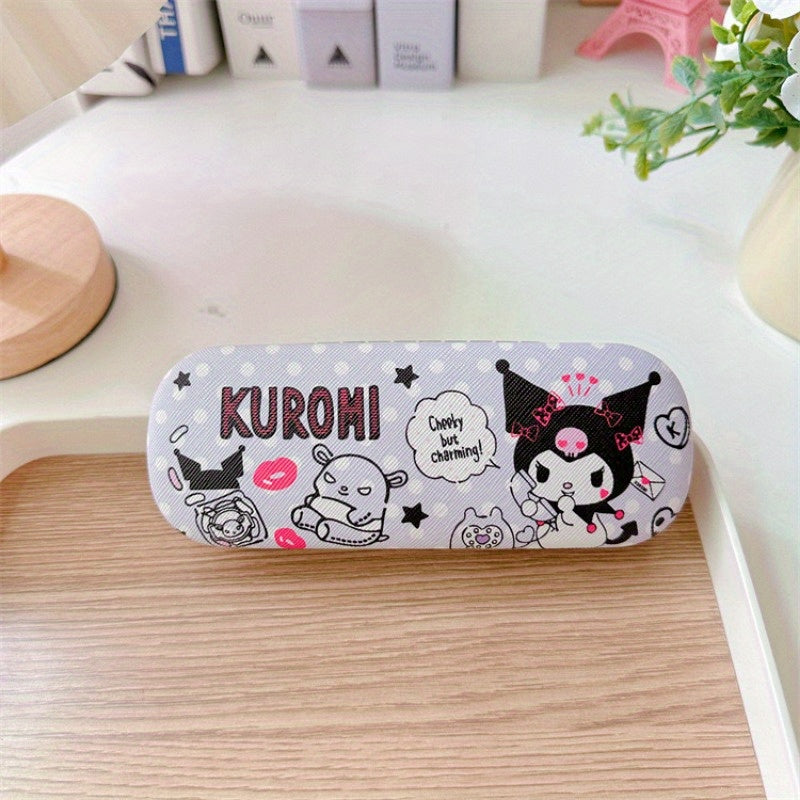 Стильный дизайн, чехол для очков из искусственной кожи Sanrio Kuromi Chic - прочная, ударопрочная защита для модных очков и очков с рецептом, Sanrio