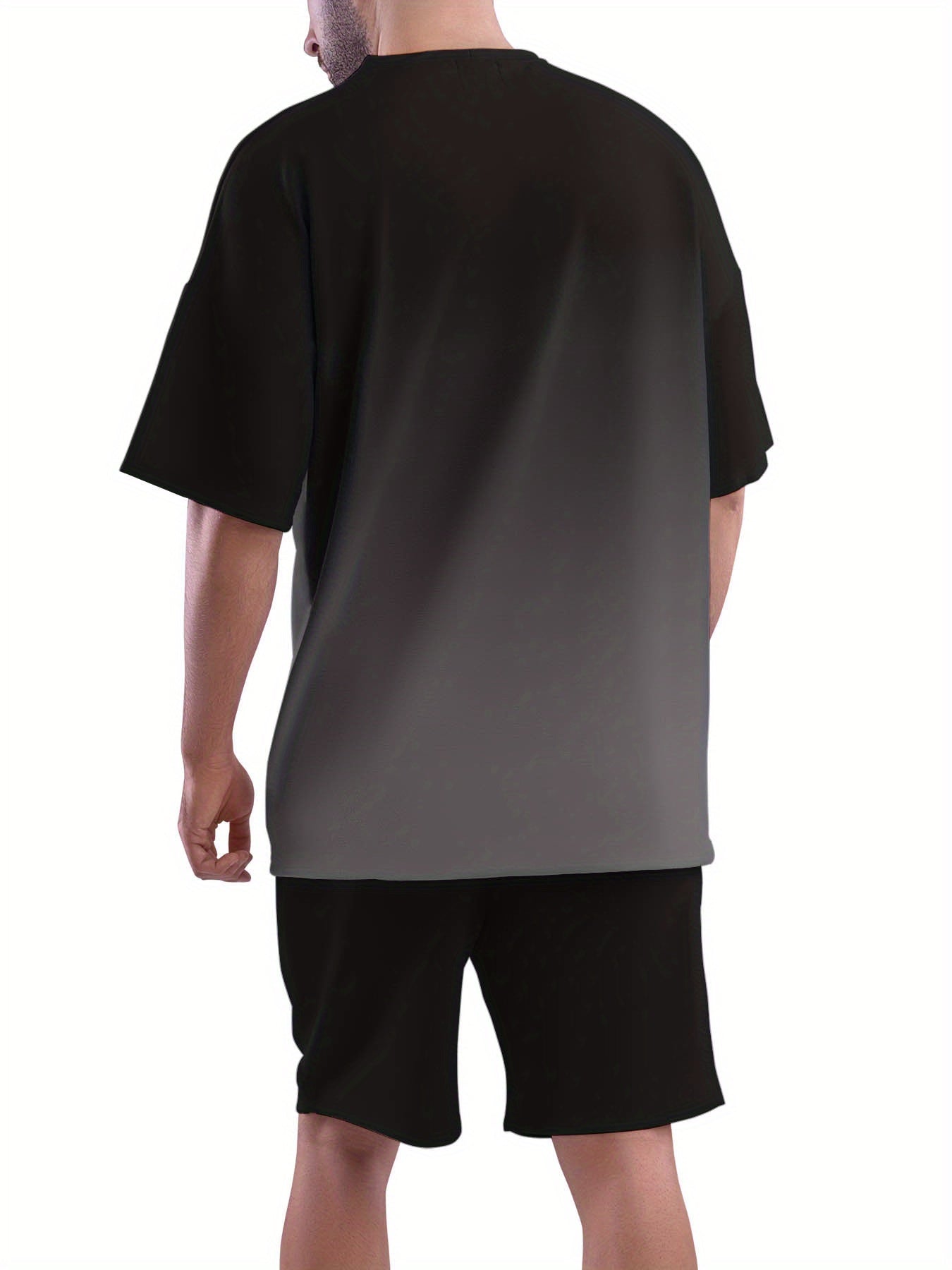 Men's Summer Sports Casual Set 3D Printed Crew Neck T-Shirt and Shorts Polyester Breathable Slight Stretch Regular Fit