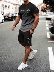 Men's Summer Sports Casual Set 3D Printed Crew Neck T-Shirt and Shorts Polyester Breathable Slight Stretch Regular Fit