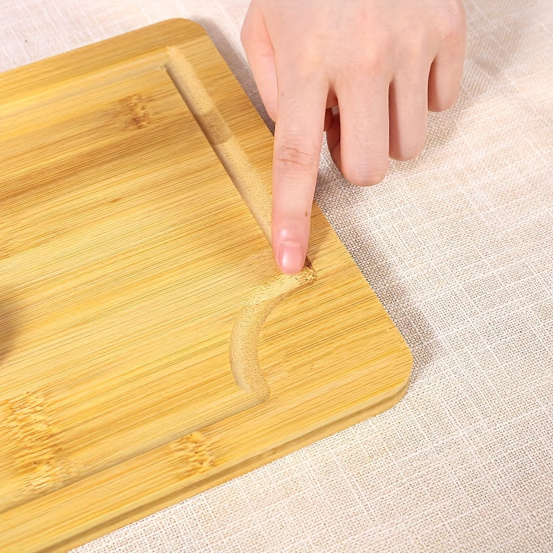 Bamboo Kitchen Cutting Board Set 3 Pieces Juice Groove Serving Tray Handles
