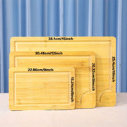 Bamboo Kitchen Cutting Board Set 3 Pieces Juice Groove Serving Tray Handles
