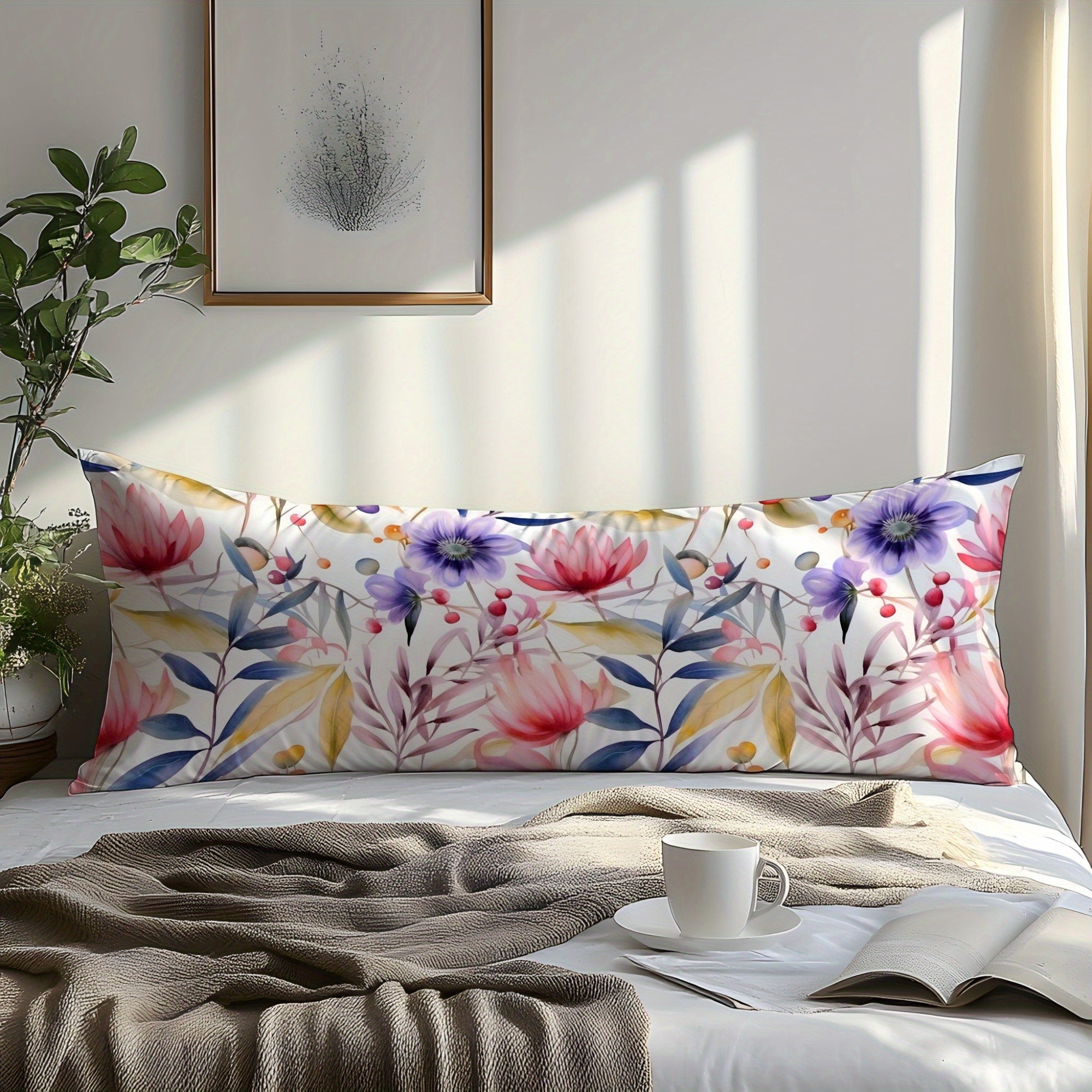 Red Water Lily 3D Print Pillowcase Soft Natural Fiber Envelope Closure for Bedroom Guest Room Hotel