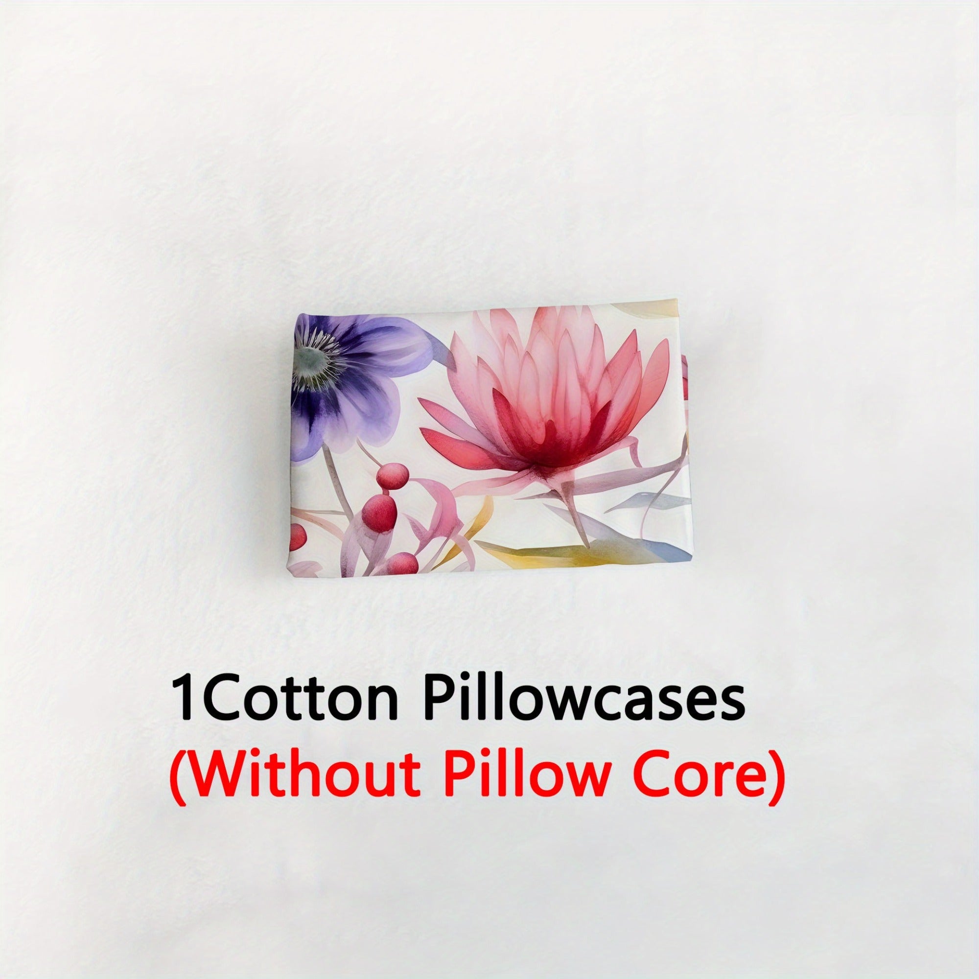 Red Water Lily 3D Print Pillowcase Soft Natural Fiber Envelope Closure for Bedroom Guest Room Hotel