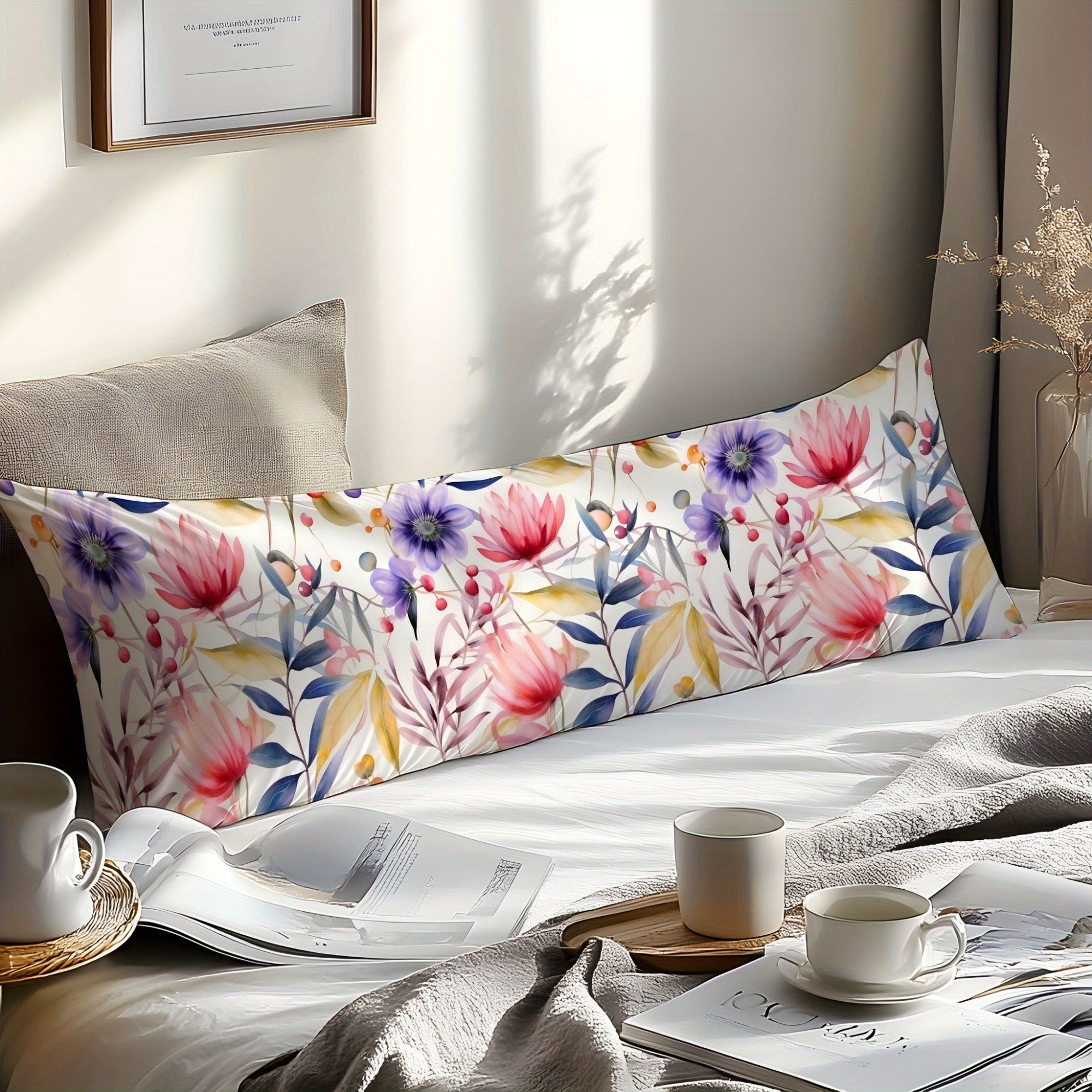 Red Water Lily 3D Print Pillowcase Soft Natural Fiber Envelope Closure for Bedroom Guest Room Hotel