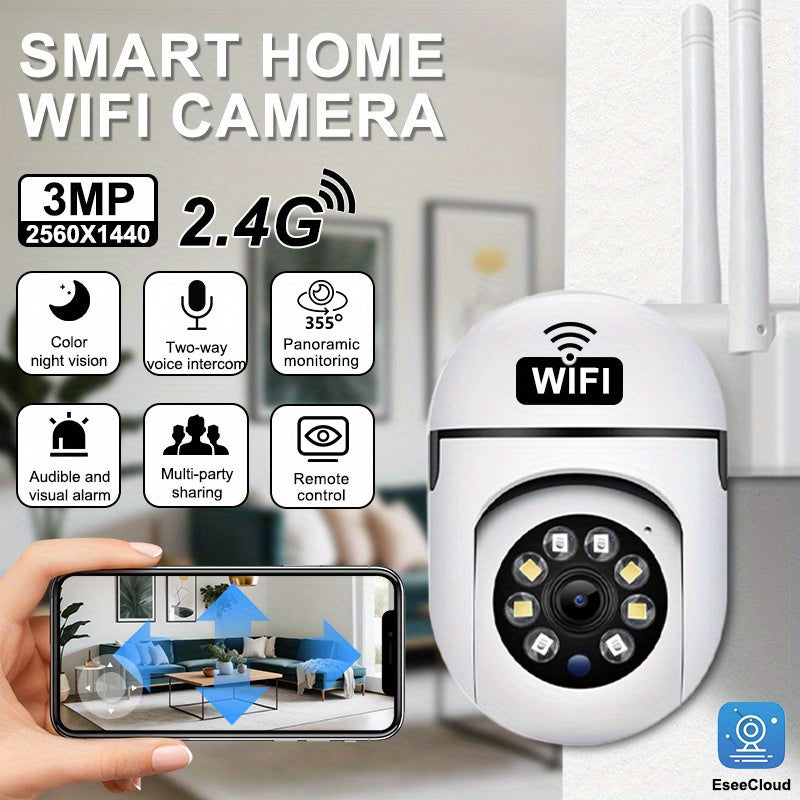 Smart Security Camera 3MP WiFi Auto-Tracking Night Vision Two-Way Audio