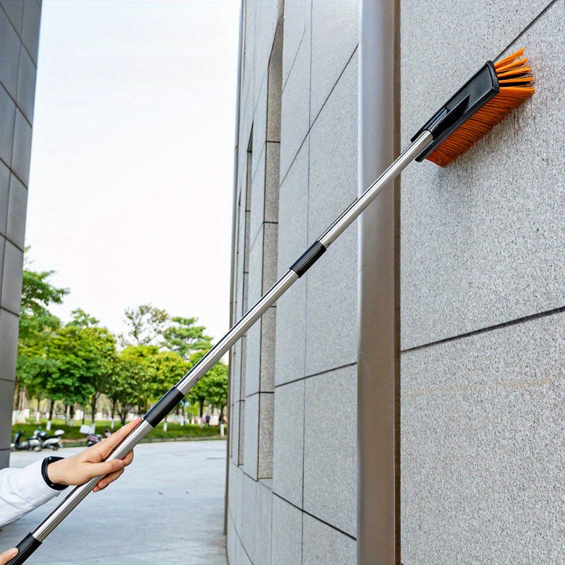 Uzoq tutqichi va qattiq tuklari bilan patio cho'tkasi, hovli, bog', uy, yashash xonasi, devorlar va plitalarni tashqi tozalash uchun