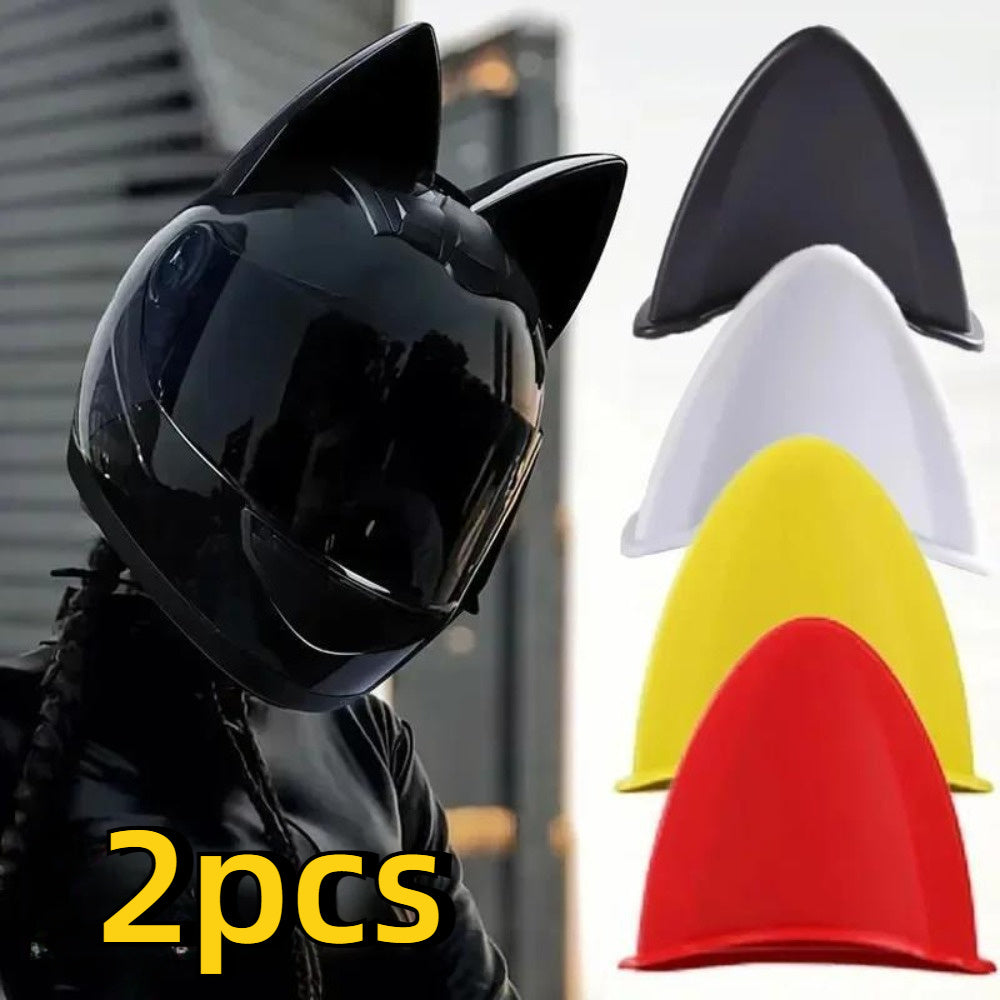 2PCS Cat Ear Helmet Accessories Removable Plastic Stickers for Motorcycle Helmets