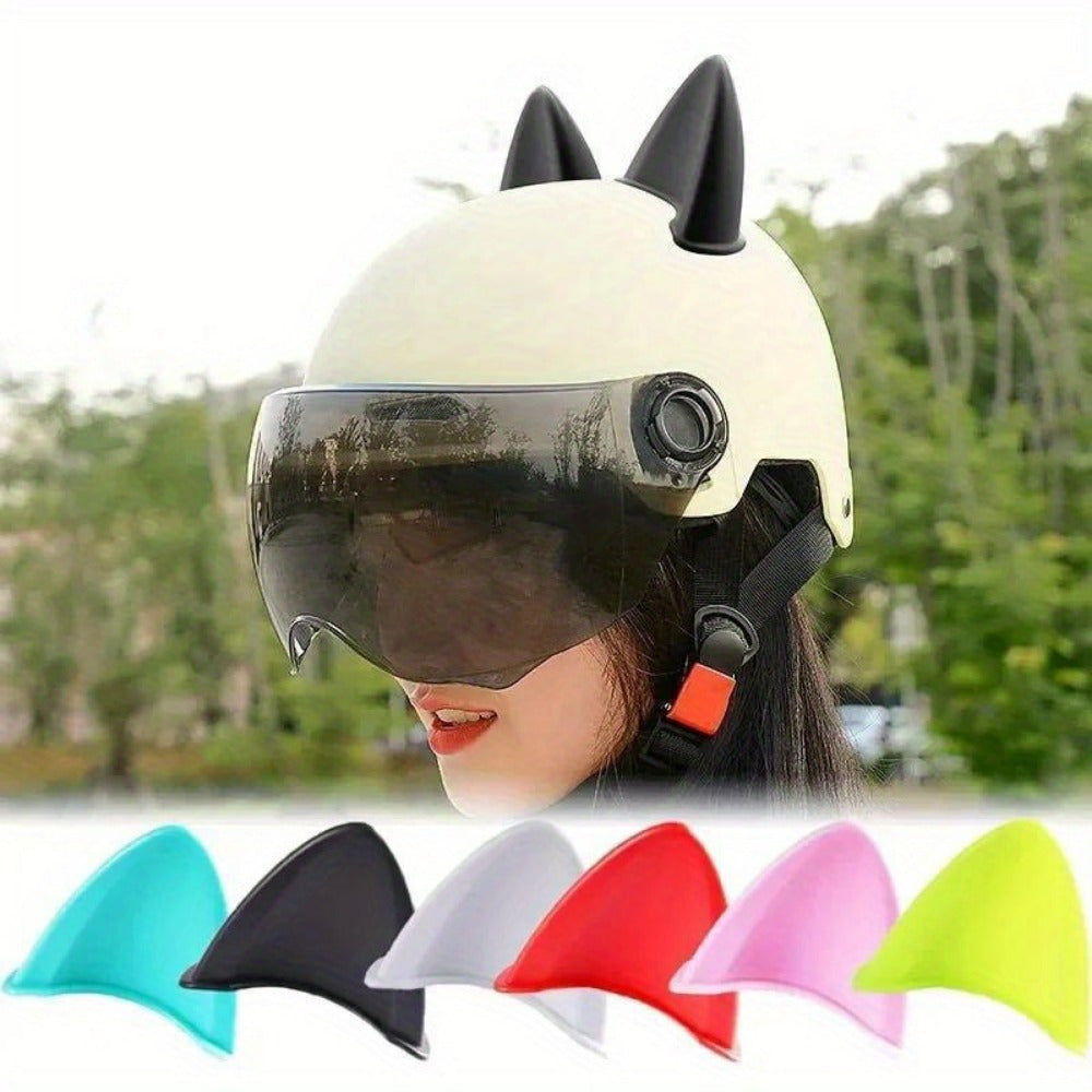 2PCS Cat Ear Helmet Accessories Removable Plastic Stickers for Motorcycle Helmets