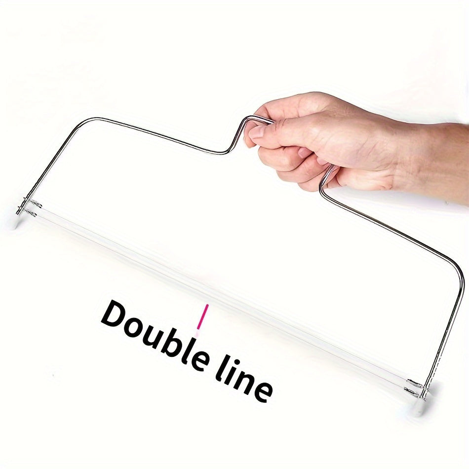 Double Wire Layered Bread Knife with Groove Markings, Adjustable Stainless Steel Cake Slicer