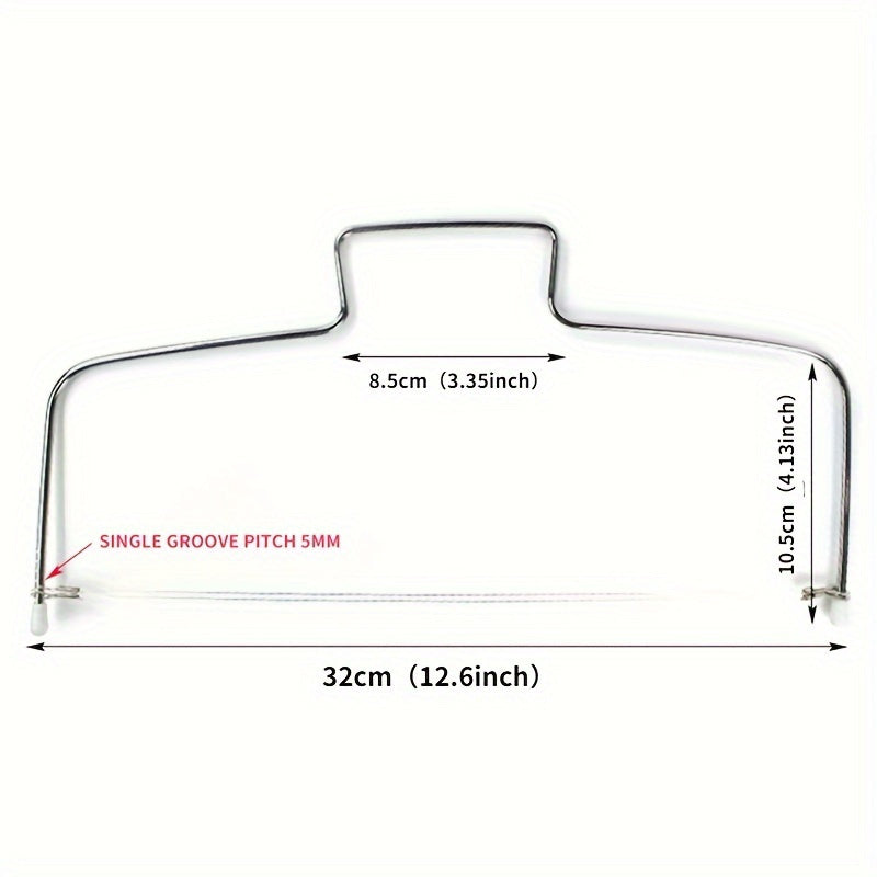 Stainless Steel Cake Slicer with Adjustable Double Wire and Groove Markings