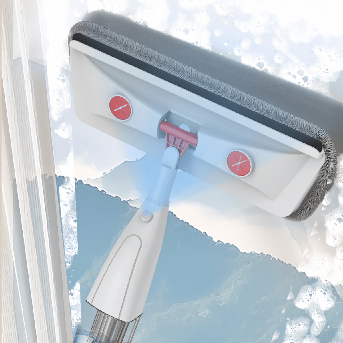 Spray Mop with Built-In Scraper for Windows and Floors, Spacious Capacity