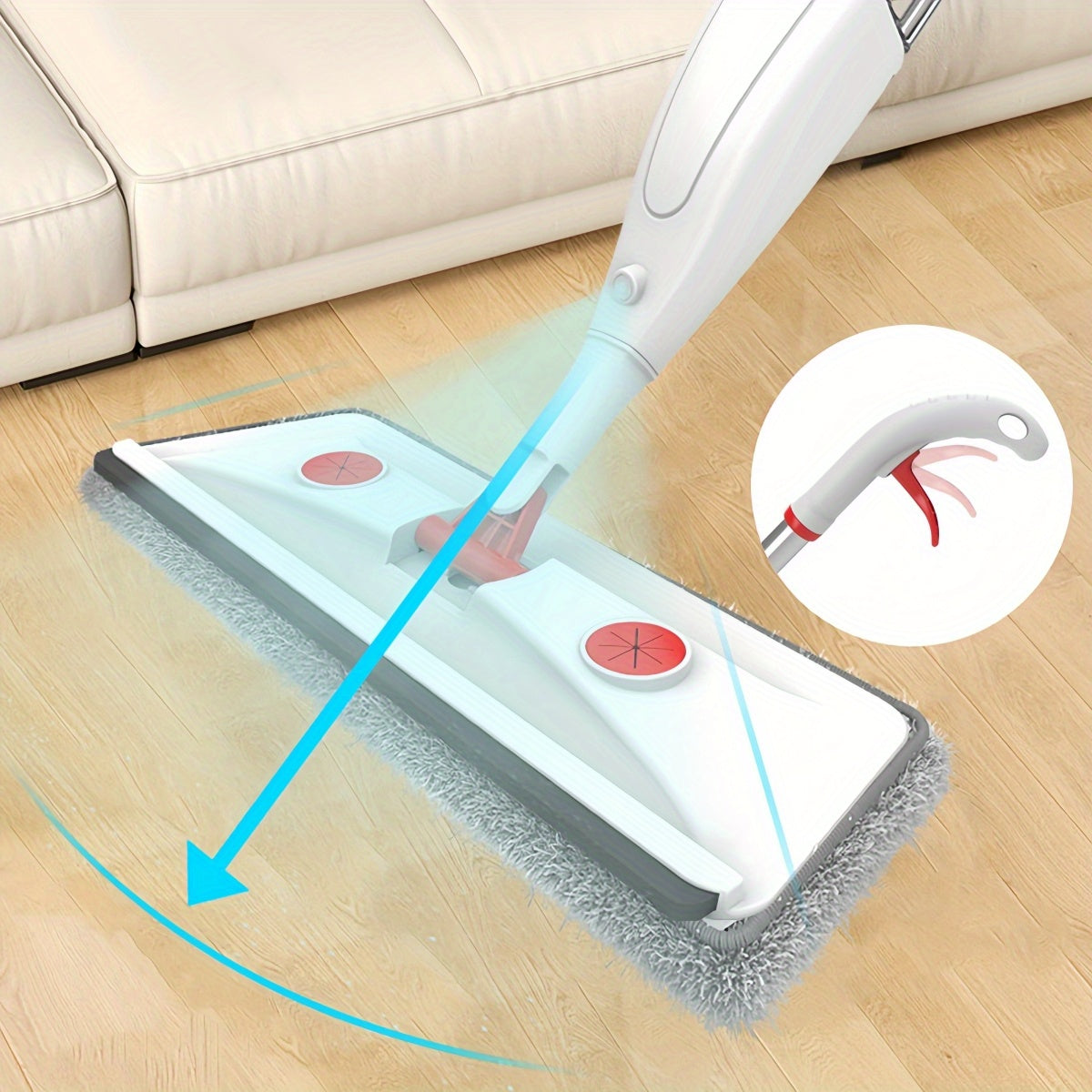 Spray Mop with Built-In Scraper for Windows and Floors, Spacious Capacity