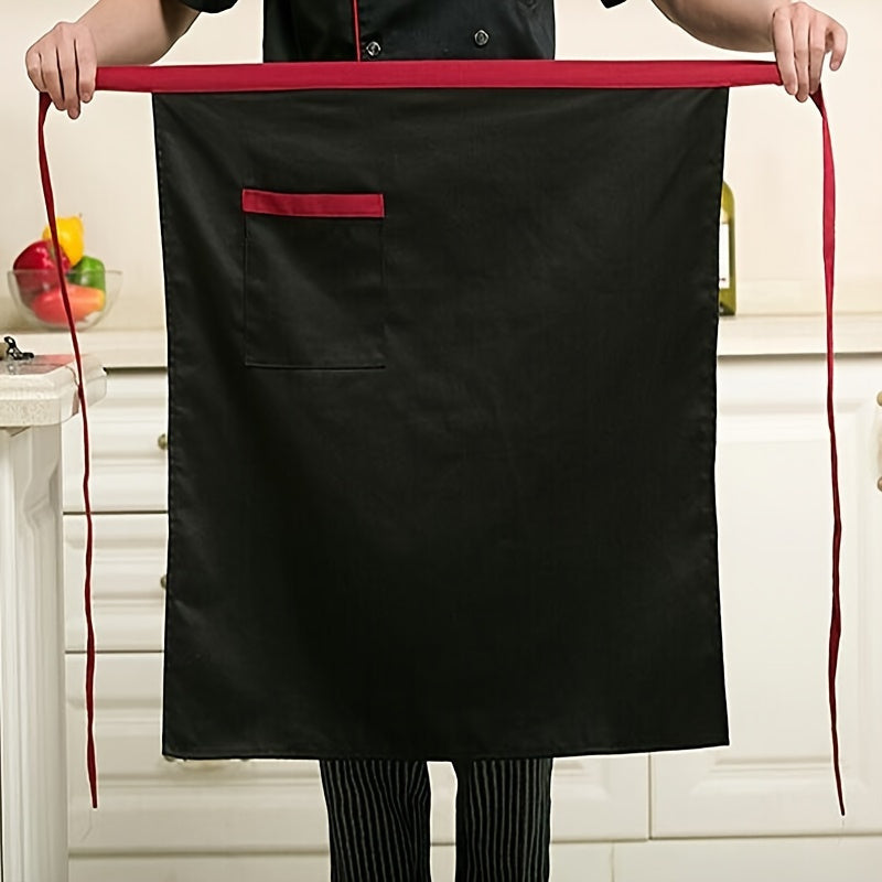 Black Canvas Chef Apron with Pockets, Adjustable, Oil and Stain Resistant