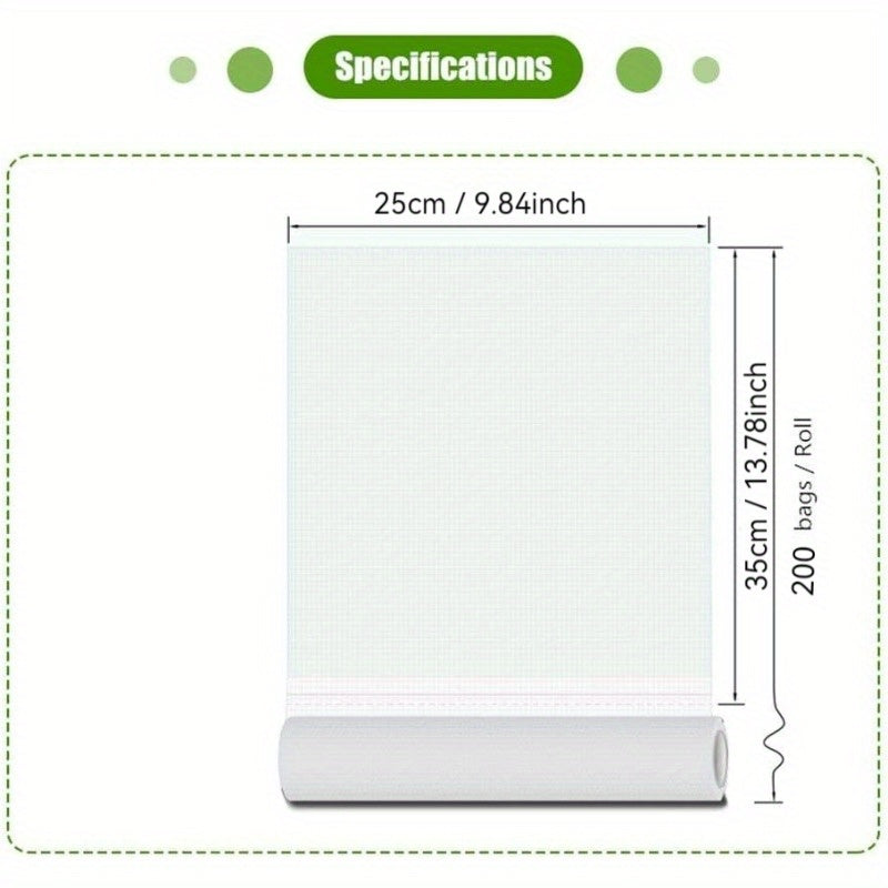 200 штук больших прозрачных одноразовых пакетов для хранения продуктов питания — идеально подходят для сохранения свежести в супермаркетах и магазинах шаговой доступности.