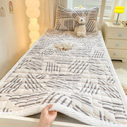 Light Beige Milk Velvet Mattress Topper Soft Plush Breathable Machine Washable for Home Dorm