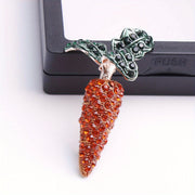 Vintage Style Brooch Pin with Rhinestones and Enamel Featuring Fruit and Floral Designs