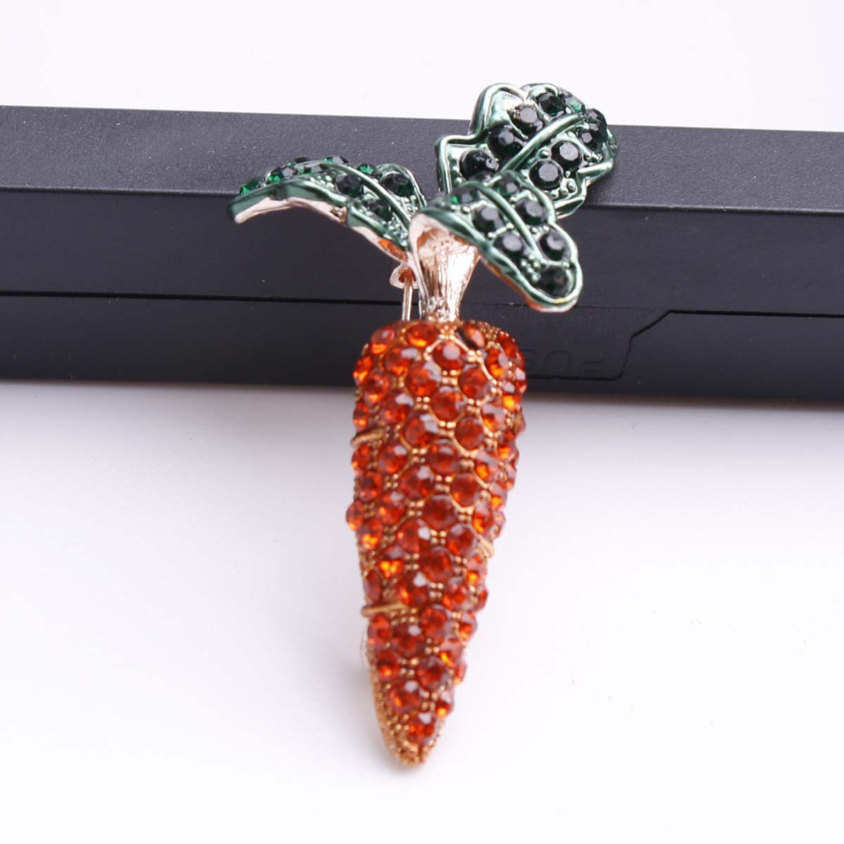 Vintage Style Brooch Pin with Rhinestones and Enamel Featuring Fruit and Floral Designs