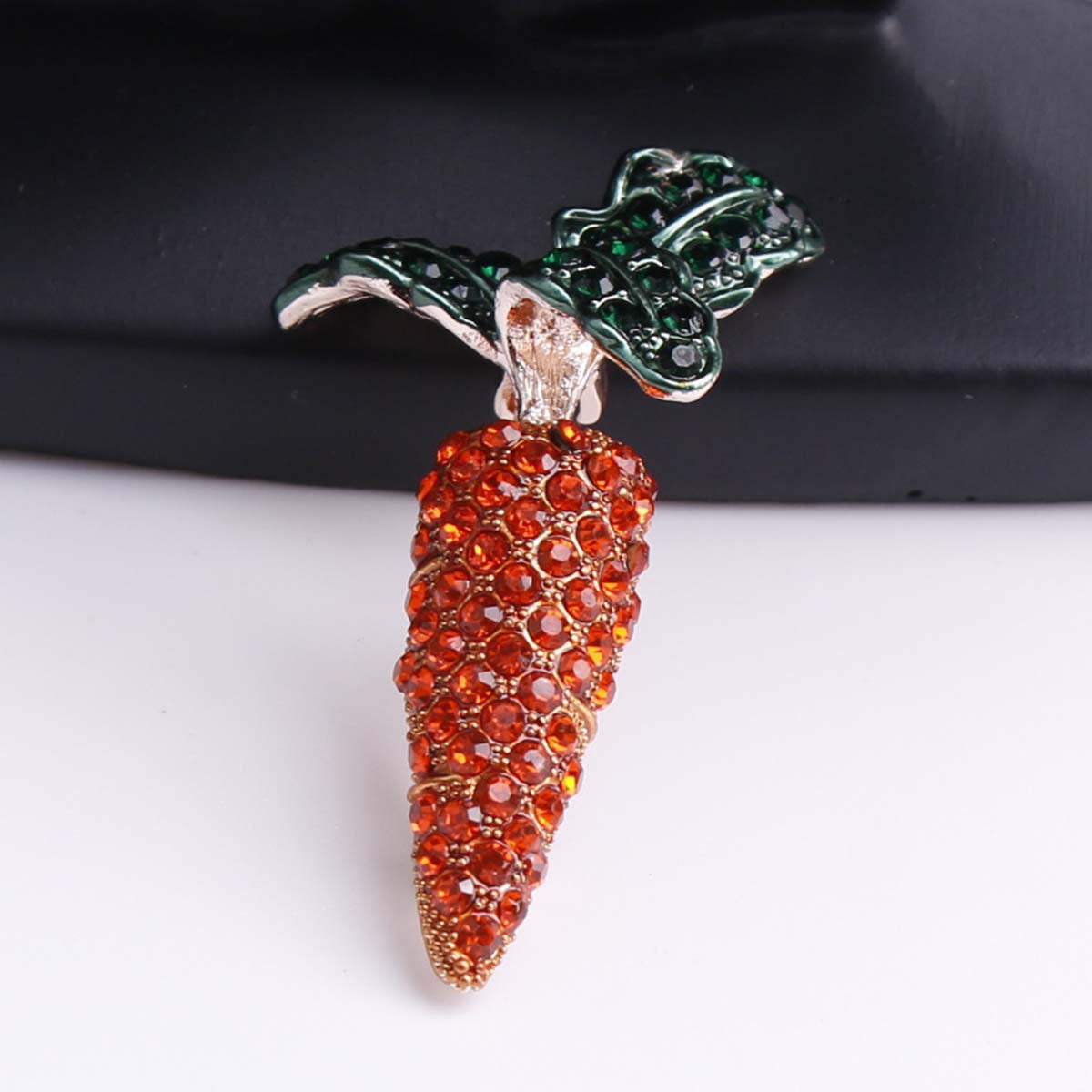 Vintage Style Brooch Pin with Rhinestones and Enamel Featuring Fruit and Floral Designs