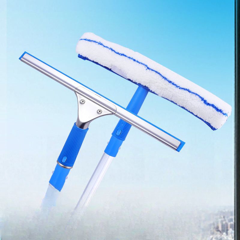 Set of 4 Window Cleaning Tools with Adjustable Handle and Microfiber Pads