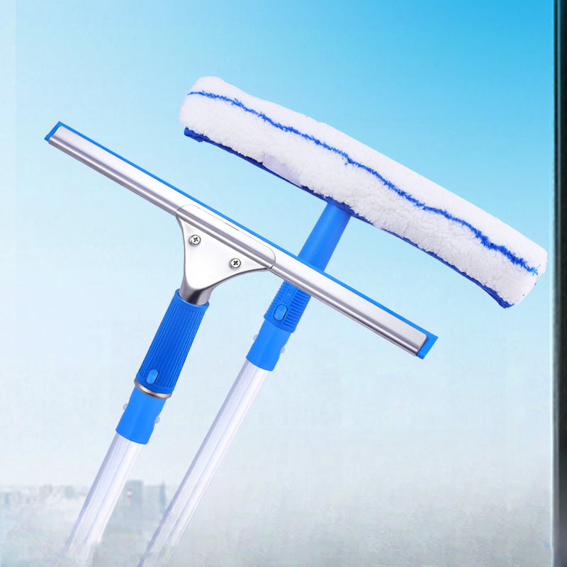 Juego de 4 herramientas para limpiar ventanas con mango ajustable y almohadillas de microfibra