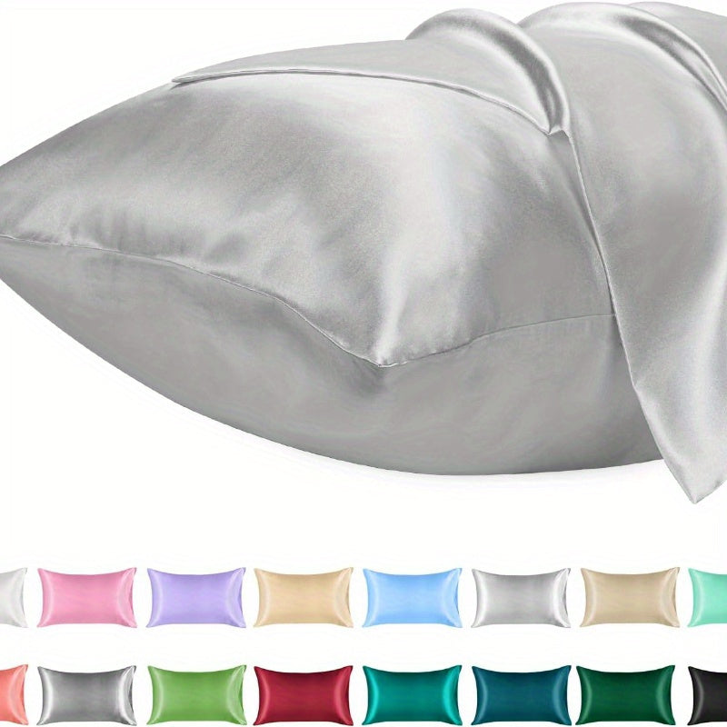 Silk-Like Satin Pillowcase Cooling Polyester Lightweight No-Print Gift