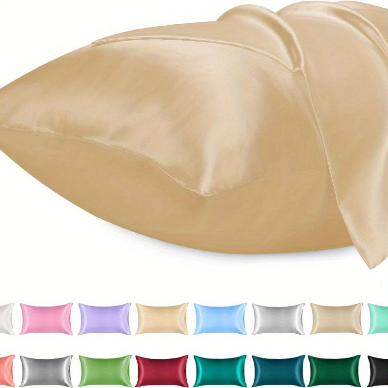 Silk-Like Satin Pillowcase Cooling Polyester Lightweight No-Print Gift