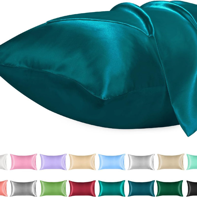 Silk-Like Satin Pillowcase Cooling Polyester Lightweight No-Print Gift