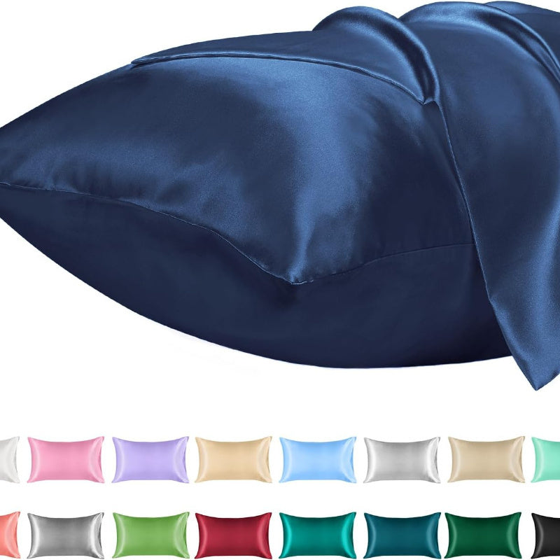 Silk-Like Satin Pillowcase Cooling Polyester Lightweight No-Print Gift